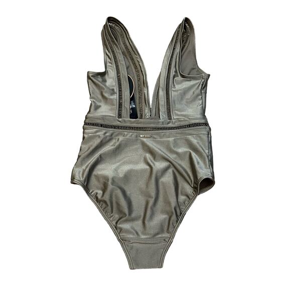 Ted Baker London Plunge One Piece Swimsuit in Khaki Size '1' US 0-2 New - Picture 2 of 4